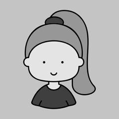 Woman girl head with ponytail vector icon