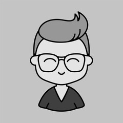 Man character face avatar in glasses vector icon