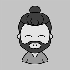 Man with beard and long hair vector icon