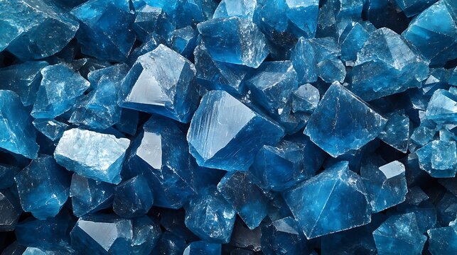 Blue Crystals Pile Close-up Abstract Texture
