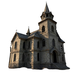Fototapeta premium Ruins of a Majestic Medieval Castle A 3D Render of a Crumbling Fortress 