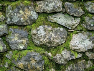 Fototapeta premium A close-up of mossy stone surface with natural textures 