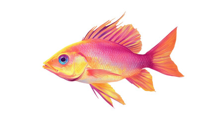 Sea goldfish or tiny golden grouper isolated on white background