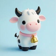 Cute cow chibi style 3D rendering