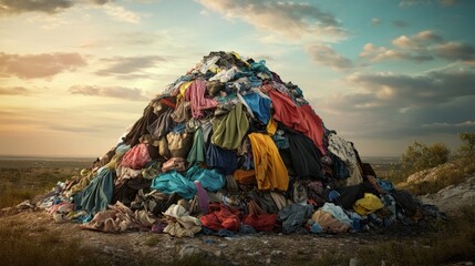 A vibrant collection of second hand clothes showcasing textile waste and sustainability concerns.