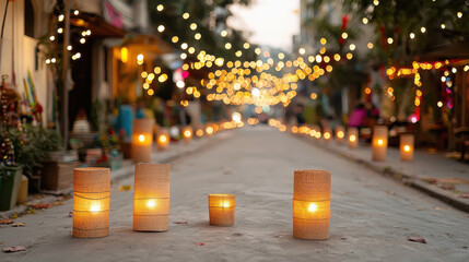 diwali decoration with lighting on street