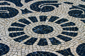 Intricate tile design showcasing floral patterns in Lisbon, Portugal