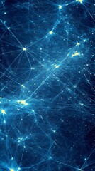 Obraz premium Cosmic Web: An abstract representation of the universe, featuring a network of interconnected points of light against a deep blue expanse, evoking the vastness and mystery of space.