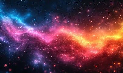 Fototapeta premium Abstract nebulae in vibrant colours, glowing particles, cosmic background, space scene, digital art, futuristic, glowing, colorful, dynamic, vibrant, cosmic, nebula, star, galaxy, stars, space