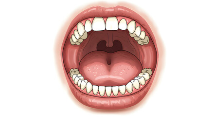 Cartoon Mouth Open Wide with Teeth Illustration