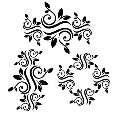 Floral, design, pattern, ornament, flower, vintage, vector, frame, decoration, set, element, art, illustration, swirl, tattoo, border, leaf, ornate, black, decor, shape, scroll, victorian, corner, 