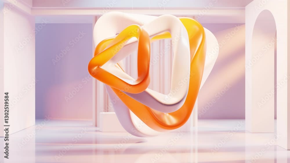 Poster empty building structure with creative curve geometries, 3d rendering.