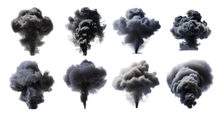 Dramatic Smoke Explosion Effects for Creative Visual Projects, Bundle Set Collection, Isolated on Transparent Background