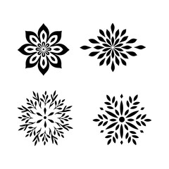 Obraz premium Floral, design, pattern, ornament, flower, vintage, vector, frame, decoration, set, element, art, illustration, swirl, tattoo, border, leaf, ornate, black, decor, shape, scroll, victorian, corner, 