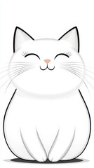 Obraz premium Adorable white cartoon cat illustration with a cheerful expression, perfect for cat enthusiasts and digital art lovers alike.