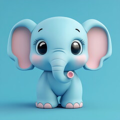3D cartoon a cute baby elephant