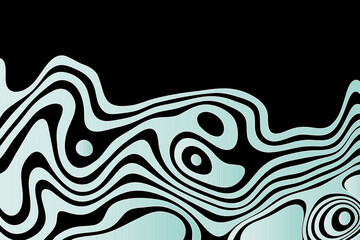 Abstract colored lines on a black background. Geometric lines curved in the form of waves. Vector illustration.