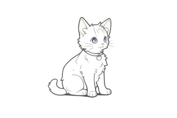 Obraz premium Cute White Cat Illustration with Blue Eyes and Playful Pose