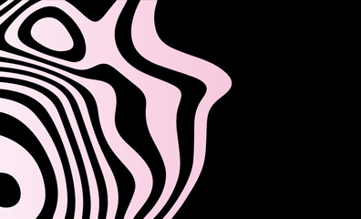 Abstract pink wavy lines on black background. Eps 10
