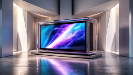 Fototapeta premium A sophisticated display screen displayed in a modern and contemporary atmosphere