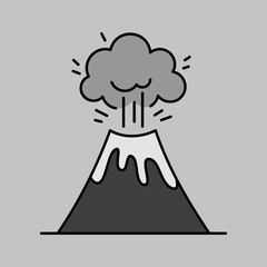 Volcano vector icon. Lava magma. Volcanic eruption
