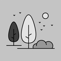 Deciduous trees and shrubs, bushes, grove, forest