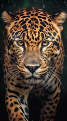 Obraz premium Close-up Portrait of a Majestic Jaguar in the Rainforest