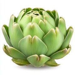 Fototapeta premium Single Fresh Green Artichoke on White Background
