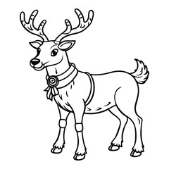 Obraz premium Hand drawn outline reindeer illustration