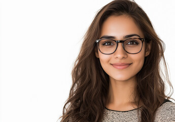 Obraz premium Portrait of a smiling, beautiful young indian woman wearing glasses