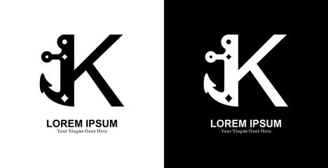 K letter logo design combined with anchor © Yohanes