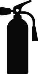 Fire extinguisher icon, minimalist line drawing, black and white, safety equipment, simple design, outline style, emergency tool, vector graphic, clean lines, industrial symbol, protective gear, compa © stocklancer