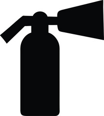Fire extinguisher icon, minimalist line drawing, black and white, safety equipment, simple design, outline style, emergency tool, vector graphic, clean lines, industrial symbol, protective gear, compa © stocklancer