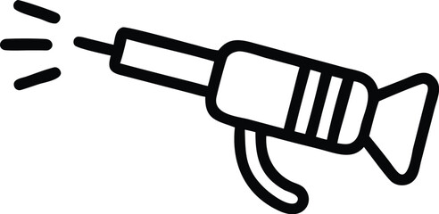 Fire extinguisher icon, minimalist line drawing, black and white, safety equipment, simple design, outline style, emergency tool, vector graphic, clean lines, industrial symbol, protective gear, compa © stocklancer