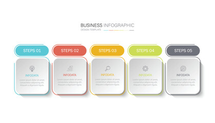 infographic vector illustration with 5 steps, infographic template design. Can be used for process diagrams, presentations, workflows.