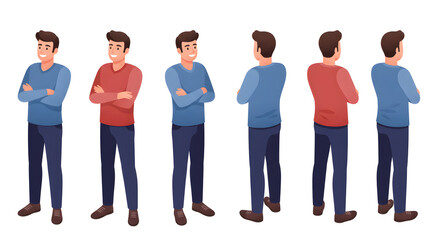 Obraz premium Confident Man Poses - Cartoon Character Set