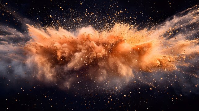 Explosive Orange Cloud: Witness the sheer power and beauty of a vibrant orange cloud exploding in a dynamic display of energy and artistic flair.