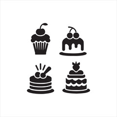 set of cakes and sweets