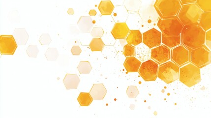 Abstract Honeycomb Design with Bright Yellow and White Background