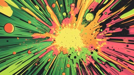 Vibrant Abstract Burst with Bright Colors on a Dark Background