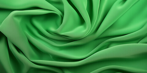 Obraz premium Green fabric. Crumpled silk fabric. Light green background. New pleated fabric