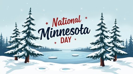 Celebrating national minnesota day art event in usa's iconic winter landscape