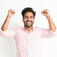 Fototapeta premium young cheerful indian man standing on white background
