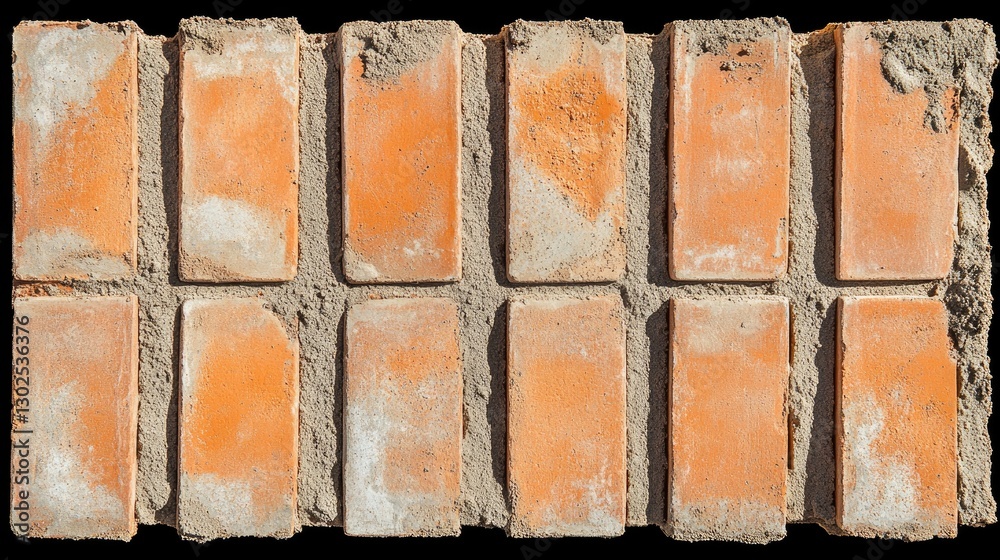 Poster A row of bricks with fresh mortar, neatly arranged in a linear pattern.
