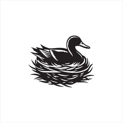 Bird's nest duck on white background