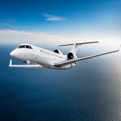 Obraz premium Private jet flying mid-air luxury transportation travel 