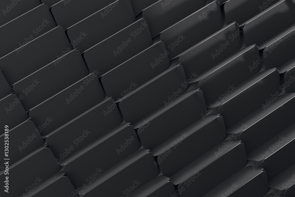 Poster Abstract geometrical pattern with black shapes on dark background. 3D Rendering