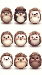 Obraz premium Cute hedgehog characters in various poses