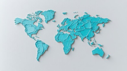 Textured Light Blue Pixelated World Map on White Background