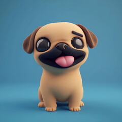 Naklejka premium 3D render of a cute pug character winking